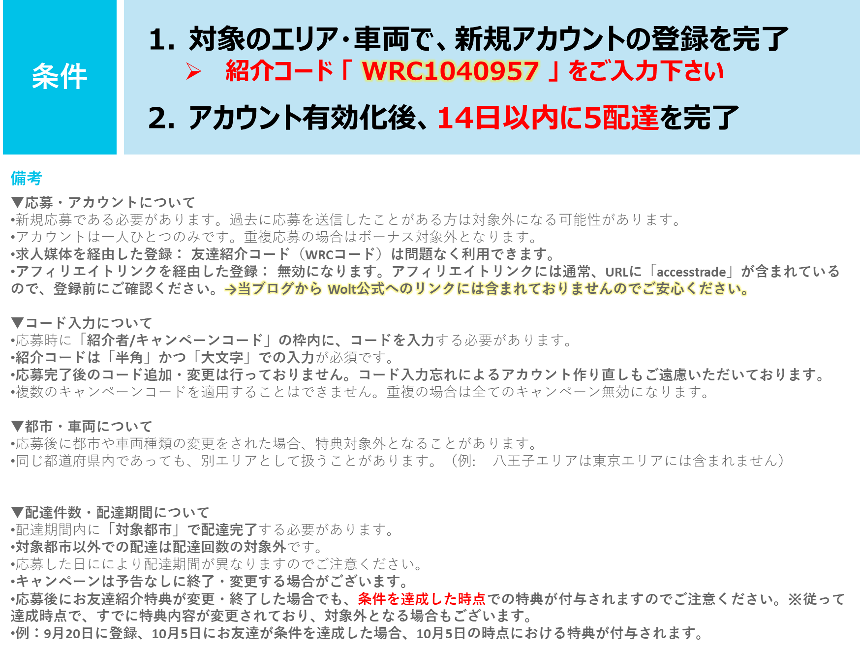 Wolt配達パートナー紹介キャンペーン・紹介料キャッシュバック条件と注意事項